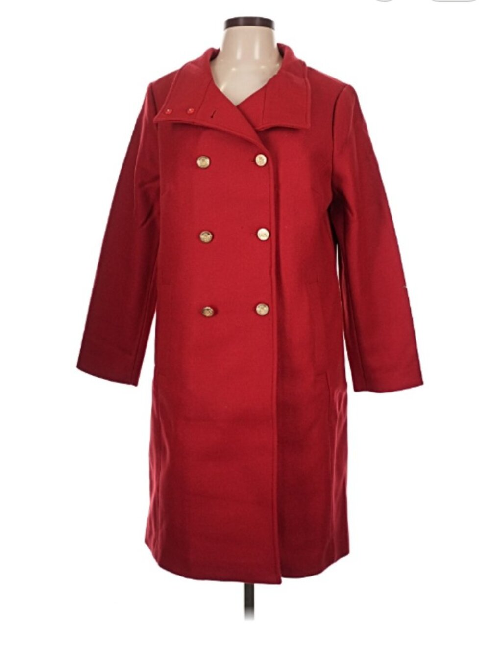 Talbots Double Breasted Wool Blend Coat in Dark Red